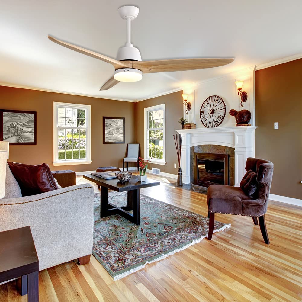 Sofucor 56 Inch Ceiling Fan with Lights Remote Control Dimmable Light Reversible DC Motor Modern Farmhouse Large Ceiling Fan for Kitchen Bedroom Basement Dining Living Room Light Wood Sofucor