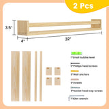 Fun Memories Nursery Book Shelves - Rustic Natural Solid Wood Floating Bookshelf for Kids - Wall Book Shelves for Kids Room (Natural, 32inch - 2P) Fun Memories