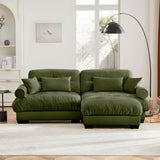 94" Modular Sectional Sofa,Velvet Upholstered Couches for Living Room,3 Seater Green Sofa Couch with Movable Ottoman,Big Comfy Loveseat Sofa with Deep Seats for Living Room,Apartment,Bedroom Wunlerlant