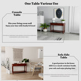 JESONVID Solid Wood Console Table with 2 Drawers, 2-Tier 35.4" X 30" Accent Sofa Table with Multilayer Storage Shelf Rustic Hall Entryway Tables for Living Room Home Office-Brown JESONVID
