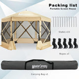 MASTERCANOPY Portable Screen House Room Pop up Gazebo Outdoor Camping Tent with Carry Bag(12x12, Beige) MASTERCANOPY