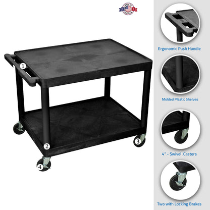 LUXOR LP27-B 27"H AV Cart - Two Shelves