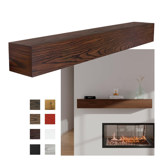 Pennsylvania Woodworks Fireplace Mantel, Handmade in The USA, Oak Wood Wall-Hanging Mantel Shelf, Farmhouse Wall Shelf Design, Easy to Mount and Heavy Duty, 48 in, Medium, Heritage Walnut