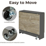 Tiptiper Folding Dining Table with 2 Storage Racks, Drop Leaf, 6 Wheels, Multifunction Expandable Table for Kitchen, Bedroom, Living Room Tiptiper