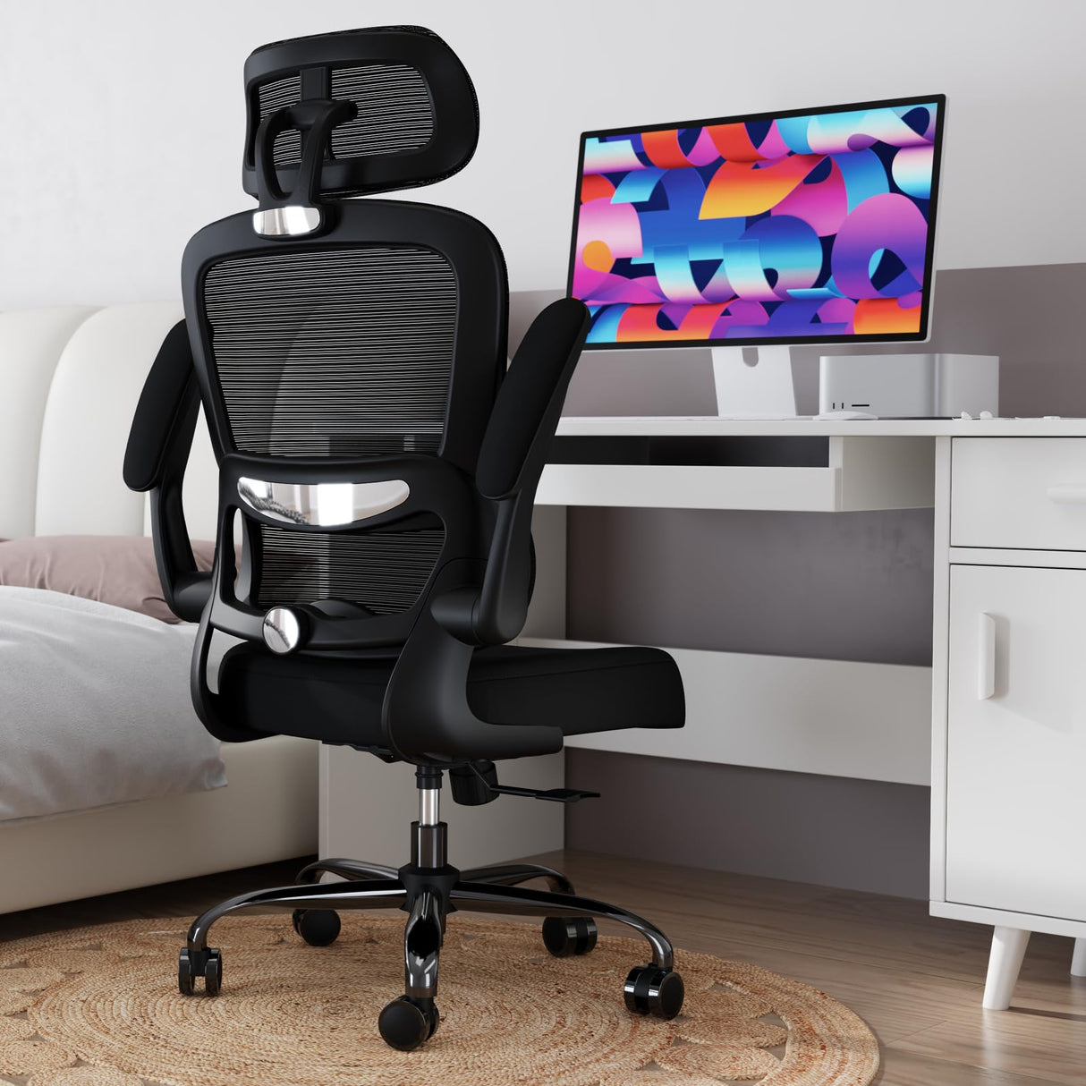 TRALT Office Chair Ergonomic Desk Chair, 330 LBS Home Mesh Office Desk Chairs with Wheels, Comfortable Gaming Chair, High Back Office Chair for Long Hours (Black) TRALT