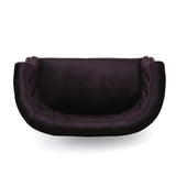 Christopher Knight Home GDFStudio Melaina Tufted Chesterfield Velvet Loveseat with Scrolled Arms, BlackBerry and Dark Brown GDFStudio