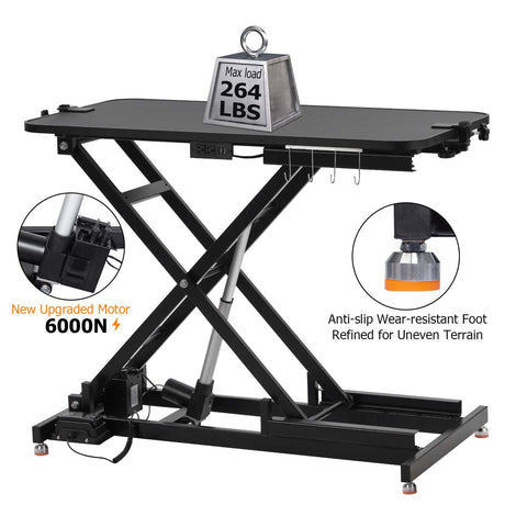 47" Electric Dog Grooming Table - Heavy Duty, 9.4"-39.7" Height Adjustable Pet Grooming Table w/Dog Grooming Arm, Anti Slip Tabletop & Tool Organizer/Dog Grooming Station, Black GAOMON