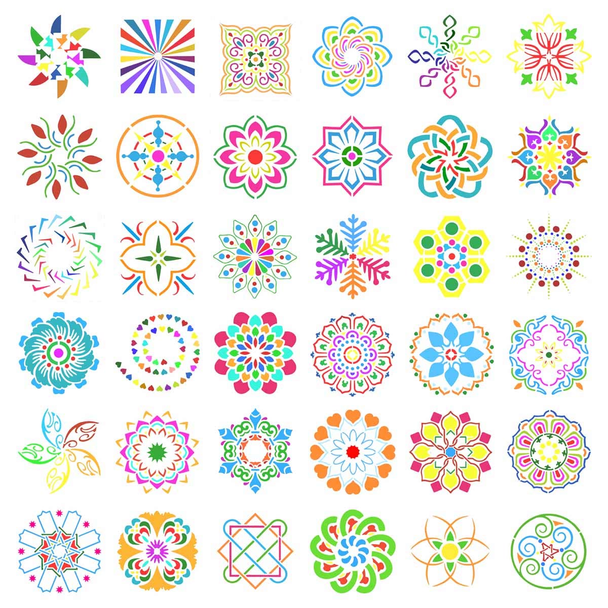 36 Pack Mandala Stencils (3.6x3.6 Inch) Mandala Dotting Painting Template Stencil Set for Painting Perfect for DIY Painting Art Projects Wood Wall Floor Fabric Furniture Tile Christmas Gift (Reusable) TTSAM