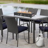 Onlyfire 28 Inch Tabletop Gas Fire Pit, Outdoor Propane Fire Pit Bottom Mounted with Glass Wind Guard and Lava Rock, Rectangular Smokeless Fire Table Indoor Outdoor Fireplace onlyfire