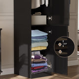 MEISSALIVVE Armoire Wardrobe Closet with 6 Door, 74.8" Large Wardrobe Cabinet with Hanging Rod, Freestanding Modern Bedroom Armoire Storage Cabinet, Black MEISSALIVVE