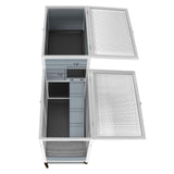 GDLF Two Floors 58" Wooden Indoor Bunny Hutch Rabbit Cage on Wheels Guinea Pig PET House for Small to Medium Animals Waterproof No Leak Tray GDLF