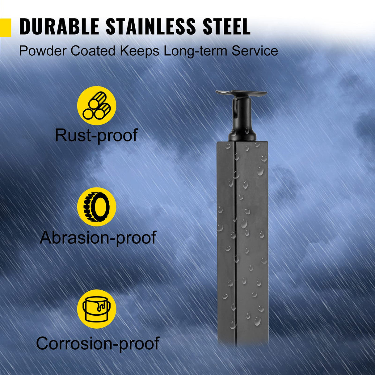 VEVOR Cable Rail Post, 42 x 1.97 x 1.97, Level Deck Stair Post, Cable Handrail Post Stainless Steel Brushed Finishing Deck Railing DIY Picket Without Hole Stair Railing Kit with Mount Bracket Black VEVOR