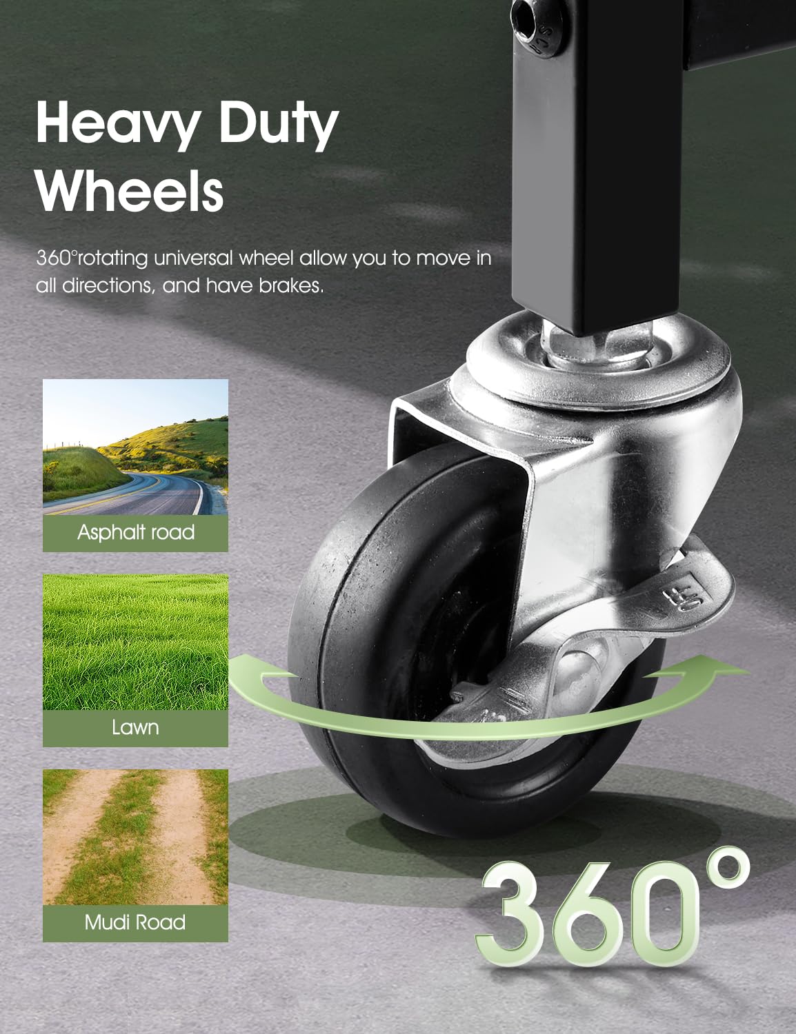 Heavy-Duty Garden Tool Organizer for Garage with 2 Stair-Climbing Wheels, Lawn & Yard Tool Storage Rack, Garage Tool Cart with Lockable Wheels, Outdoor Garden Tool Storage for Sheds SereneHome