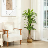 Ferrgoal Artificial Plants, 5 Ft Dracaena Tree Faux Plants Indoor Outdoor Decor Fake Tree with Woven Seagrass Basket Plants for Home Decor Office Living Room Porch Patio Housewarming Ferrgoal