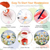 Framed Paint by Numbers Kit for Adults Beginners & Kids Ages 8-12, Daisy Flowers Acrylic Easy Paint by Number with Frame, Watercolor Paint by Number Kits on Canvas Framed (10 * 10 Inch, without Easel) Offito