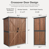 MEDEHOO Outdoor Storage Shed with Floor - Waterproof Natural Fir Cabinet with Adjustable Shelves and Double Lock for Anti-Theft - Suitable for Storing Garden Tools, and Household Debris (Deep Brown) MEDEHOO