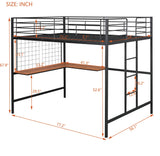 Harper & Bright Designs Full Size Metal Loft Bed Frame, Loft Bed Full with L-Shape Desk and Metal Grid, Space Saving Full Loft Bed with Desk Underneath for Kids,Teens (Full, Black) Harper & Bright Designs