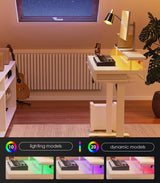 OffiGo Electric Standing Desk with Drawers, 63 Inch Height Adjustable Desk with Power Outlets & LED Lights, Sit Stand Table with Monitor Stand for Home, Office, Workstation, White OffiGo