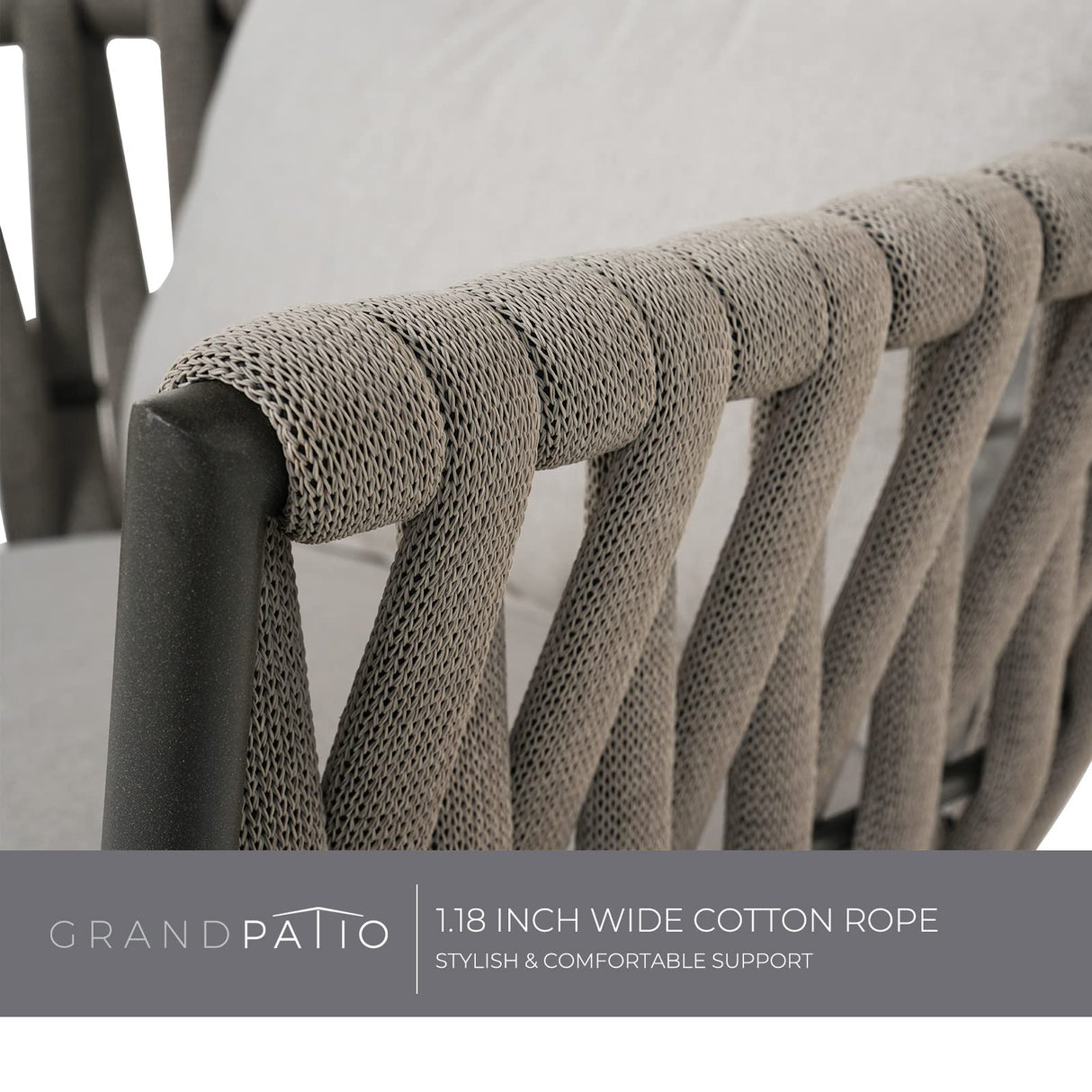 Grand patio 7-Piece Outdoor Dining Set for 6, Patio Dining Furniture Set for 6 Swivel Rope Wicker Chairs & 1 Straight Legs Rectangular Dining Faux Woodgrain Table with Umbrella Hole, Grey Grand patio