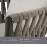 Grand patio 7-Piece Outdoor Dining Set for 6, Patio Dining Furniture Set for 6 Swivel Rope Wicker Chairs & 1 Straight Legs Rectangular Dining Faux Woodgrain Table with Umbrella Hole, Grey Grand patio