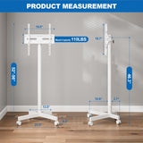 HOLMAXD Mobile TV Cart Rolling TV Stand for 23-65 Inch Screen Outdoor TV up to 110 lbs, Height Adjustable Portable TV Cart with Wheels and Tilt Mount, Outdoor TV Stand Mount, Max VESA 400x400mm, White HOLMAXD