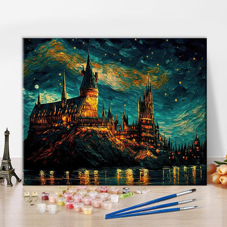 TUMOVO Castle Paint by Numbers, Abstraction DIY Paint by Numbers for Adults, Colorful Acrylic Paint by Numbers with Brushes and Pigment for Home Wall Decoration, 16x20 Inch TUMOVO