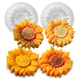 Wehous 2PCS Sunflower Candle Mold Unique Flower Silicone Fondant Chocolate Cake Decor Molds 3D Floral Silicone Molds for Resin Candle Soap Wax Polymer Clay Concrete Art Craft Home Ornament Wehous