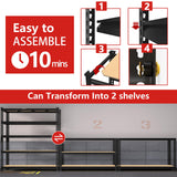 PrimeZone 60" W X 24" D X 72" H Heavy Duty Garage Storage Shelves - Adjustable Metal Shelving Unit, 5 Tier Industrial Shelves for Storage Standing Utility Rack for Warehouse, Pantry, Basement, Black PrimeZone
