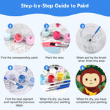 4 Pack Paint by Number for Kids with Wooden Frame, Cartoon Owl, Whale Paint by Numbers for Kids Ages 8-12, Baby Dinosaur, Monkey, DIY Acrylic Oil Painting for Beginners for Home Wall Decor 8X8 inch NEWENMO