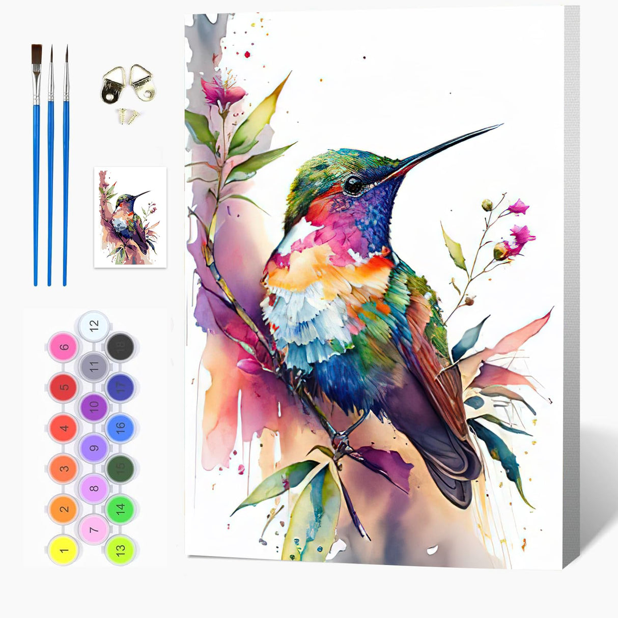 Auremi Hummingbird Paint by Number Kits for Adults,Animal Paint by Number on Canvas with Frame DIY Painting with Number Acrylic Oil Paint Kits for Home Decor 8x12 Inch Auremi