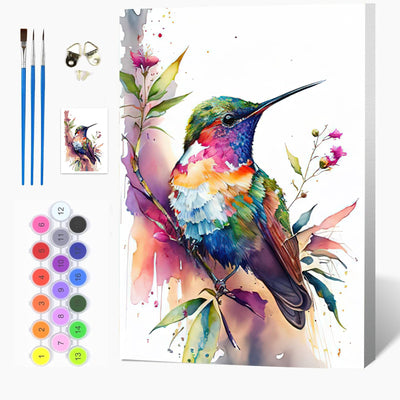Auremi Hummingbird Paint by Number Kits for Adults,Animal Paint by Number on Canvas with Frame DIY Painting with Number Acrylic Oil Paint Kits for Home Decor 8x12 Inch