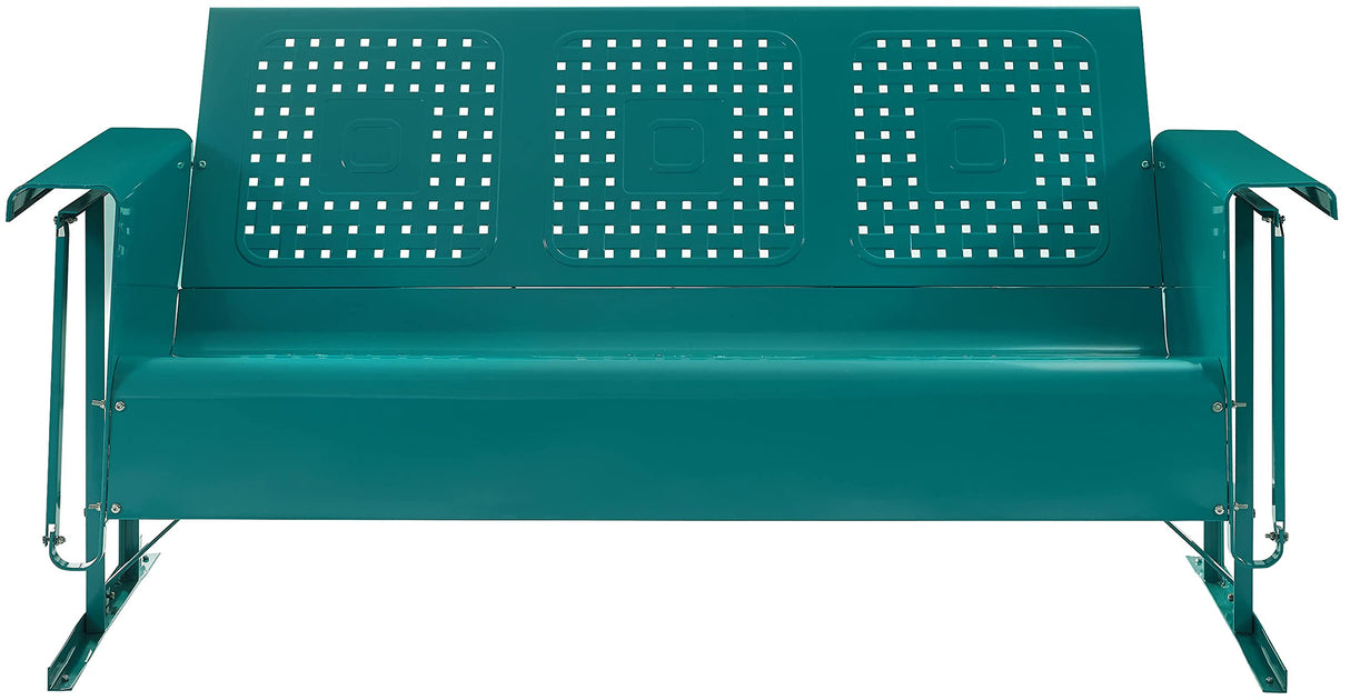 Crosley Furniture CO1023-TU Bates Retro Metal Outdoor Sofa Glider, Turquoise Gloss Crosley Furniture