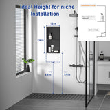 Bernkot Stainless Steel Shower Niche 24" X 12" Matte Black No Tile Needed Niche Shower with Double Shelves Recessed Wall Niches for Bathroom Space Saving Over Mount Installation Bernkot