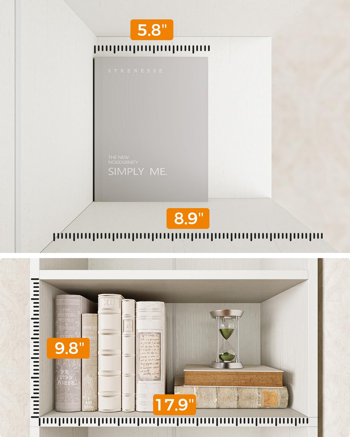 Casaottima 5-Tier Open Bookshelf and Bookcase, Floor Standing Display Storage Shelves for Living Room, Tall Book Shelf for Bedroom, Home Office, Dining Room, White Casaottima