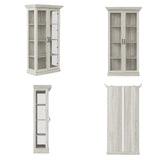 FUNISIR Display Cabinet with 2 Glass Doors, Curio Cabinet with LED Light & 4-Tier Storage Shelves for Collectibles, 37" W Glass Display Case for Living Room, Home Office, Grey Oak FUNISIR