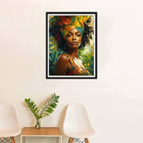 SKRYUIE 5D African Woman Diamond Painting Kits - DIY Diamond Art Kits for Adults African American, Full Round Drill - Crystal Cross Stitch - Adults Craft for Wall & Office Decor - 12x16 inch SKRYUIE