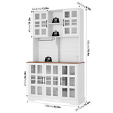 Keyluv Kitchen Pantry Storage Cabinet 71" Tall Freestanding Pantry Cabinet, Farmhouse Glass Door Buffet with Oven Countertop, Large Wood Hutch for Keyluv