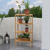 FoverOne 4 Tier Bamboo Shelf, Freestanding Book Shelf Bookcase Storage Rack for Bathroom Kitchen Living Room FoverOne