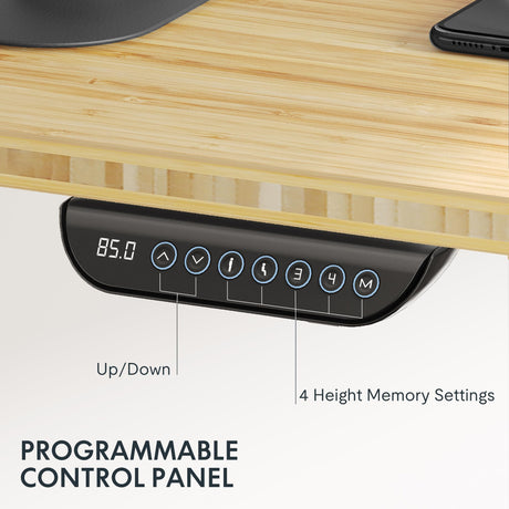 FLEXISPOT E6 Bamboo Dual Motor 3 Stages Standing Desk 72x30 Inch Whole-Piece Board Electric Height Adjustable Desk Stand Up Desk Large Load Capacity(Black Frame + Bamboo Desktop) FLEXISPOT