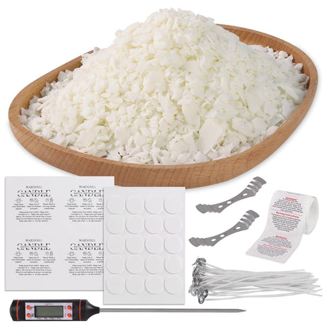 DARJEN 5LB Soy Wax Candle Making Kit Supplies for Lovers - Natural Candle Wax for DIY Candle Making Including Soy Wax Flakes, Cotton Candle Wicks, Wick Stickers, Centering Devices & Sticky Labels DARJEN