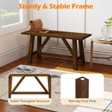 Giantex 38" Wooden Dining Bench, Farmhouse Entryway Bench with Rubber Wood Frame, 400 LBS Capacity, Shoe Rack Benchs, Narrow End of Bed Seat for Kitchen, Living Room, Bedroom, Hallway, Brown (1) Giantex