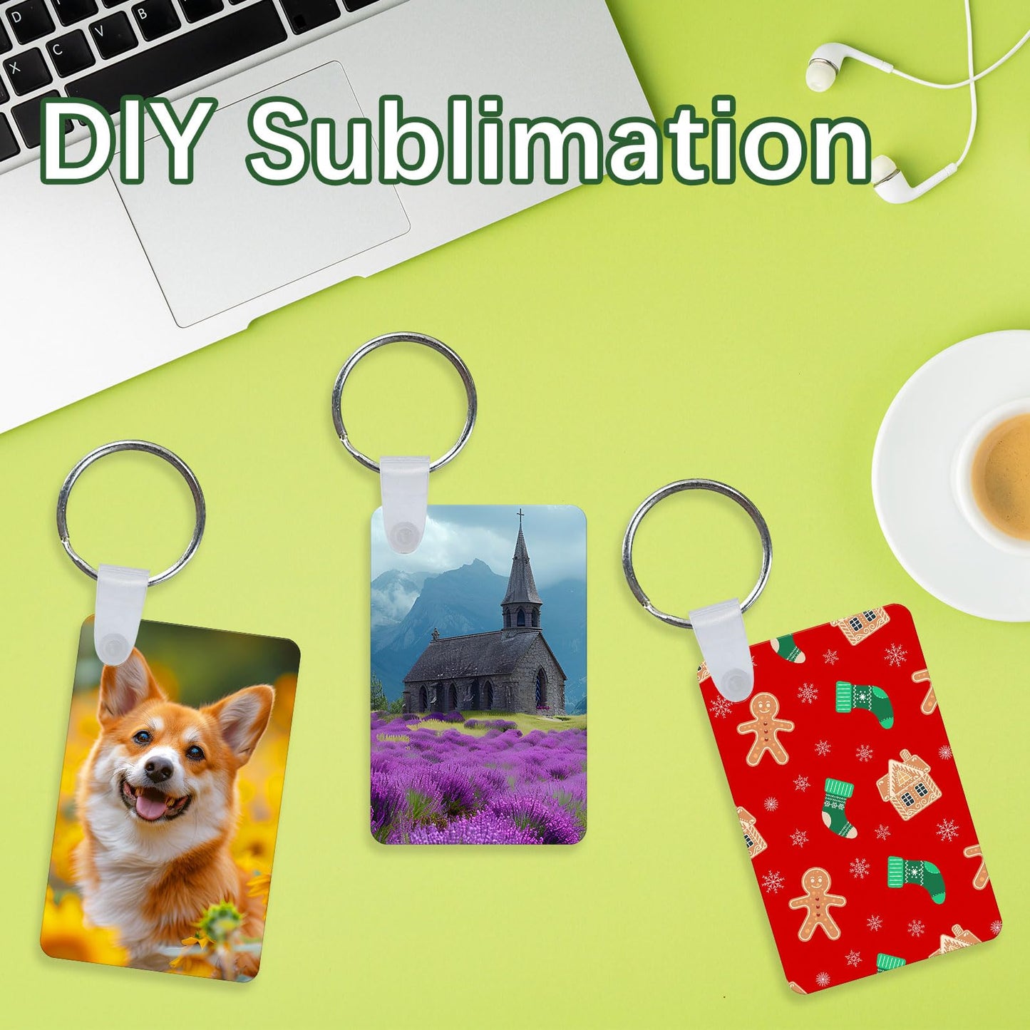 GEKIXUTP 150 Pcs Metal Sublimation Keychain Blanks Bulk，Double Sided Sublimation Blanks Keychain Heat Transfer Keychain Blanks，Sublimation Ornament Blanks