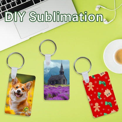 GEKIXUTP 150 Pcs Metal Sublimation Keychain Blanks Bulk，Double Sided Sublimation Blanks Keychain Heat Transfer Keychain Blanks，Sublimation Ornament Blanks