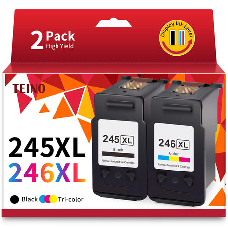 TEINO 245XL Ink Cartridge Replacement for Canon Ink 245 and 246 245XL 246XL Combo Pack for PIXMA MX490 MX492 MG2522 TR4520 MG2520 MG2922 TS3322 TS3122 Printer PG 245 and CL 246 (Black Tri-Color) TEINO