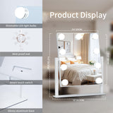 Kotdning Vanity Mirror with Lights,Lighted Vanity Mirror with 9 Dimmable Bulbs for Dressing Room & Bedroom,3 Color Lighting,Modes Detachable 10x Magnification 360°Ratation(White) 12" L x 14.4" W Kotdning