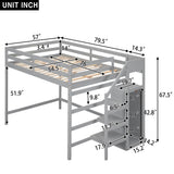 Harper & Bright Designs Grey Full Loft Bed with Staircase, Wardrobe, and Storage Shelf for Kids and Teens Harper & Bright Designs