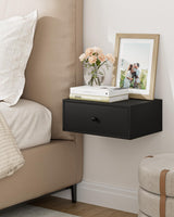 Aienvey Floating Nightstand, Floating Shelf with Drawer, Wall Mounted Nightstand, Floating Bedside Table (Black) Aienvey