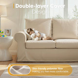 89" 3-Seater Couch with Rolled Arm, Farmhouse Slipcovered Sofa with Washable Cover, Supportive Cushions & Sturdy Frame, White Couches for Living Room, Small Spaces, Apartment, Office, Easy Assembly Vorthio