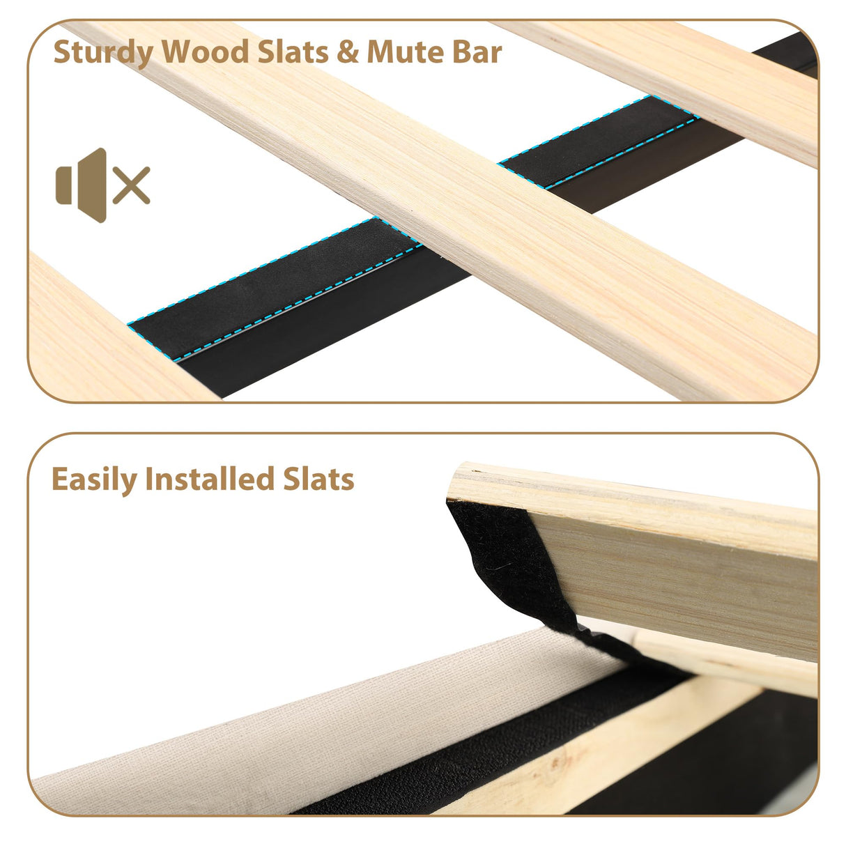 GarveeHome Upholstered Canopy Bed Frame Full Size with Headboard, Button Tufted, Nailhead Trim Design, No Box Spring Required, Natural GarveeHome