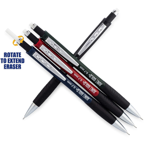June Gold 8 Pack 0.7 mm HB #2 Mechanical Pencils, Extra Long Spin Eraser, 2 Lead Dispensers/w 220 Refills & 8 Refill Erasers, Break Resistant Lead, Soft Non-Slip Grip June Gold
